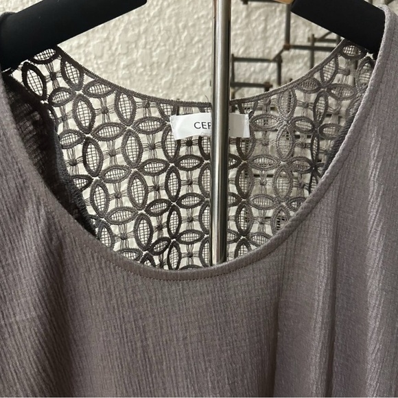 Cerule Gray Crinkle Knit Lace Back Top | Relaxed Fit Soft NWT XL - Picture 7 of 8